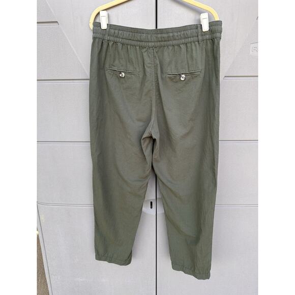 Zara Womens Barrel Leg Pants Army Green Utility Boho Casual Sz L Light Weight - Picture 4 of 8